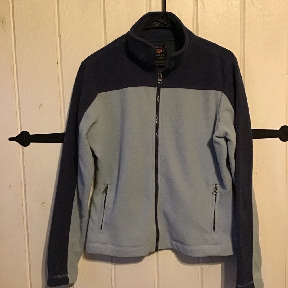 Route 66 Sweatshirt Full Zip Long Sleeve Blue Fleece Size Large
